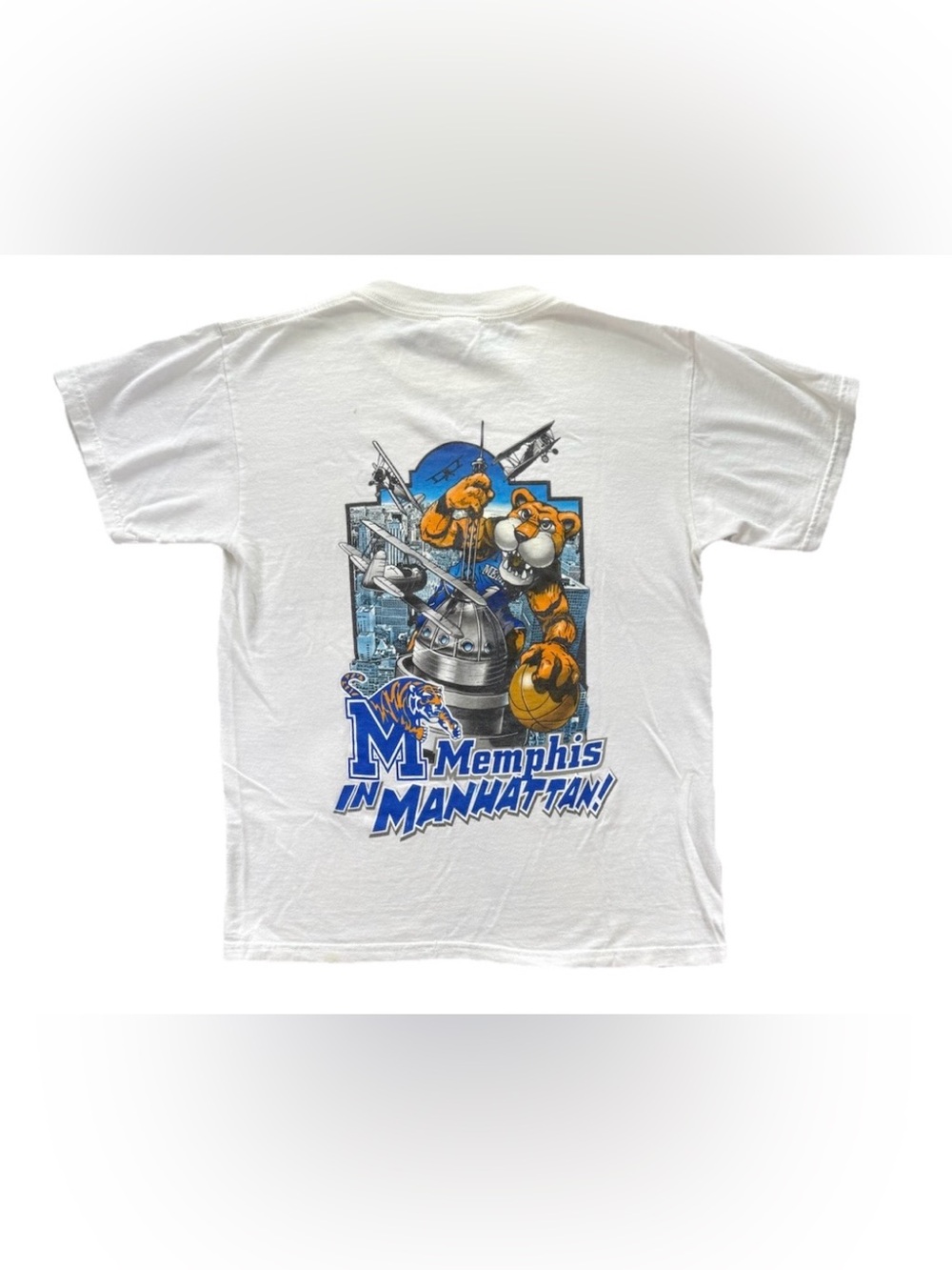 Vintage 2007 Memphis Tigers New York T Shirt Youth Large White Y2K Basketball